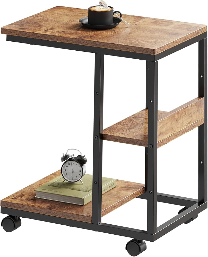 Amazon｜YeTom サイドテーブル キャスター付き コの字型ベッド サイド